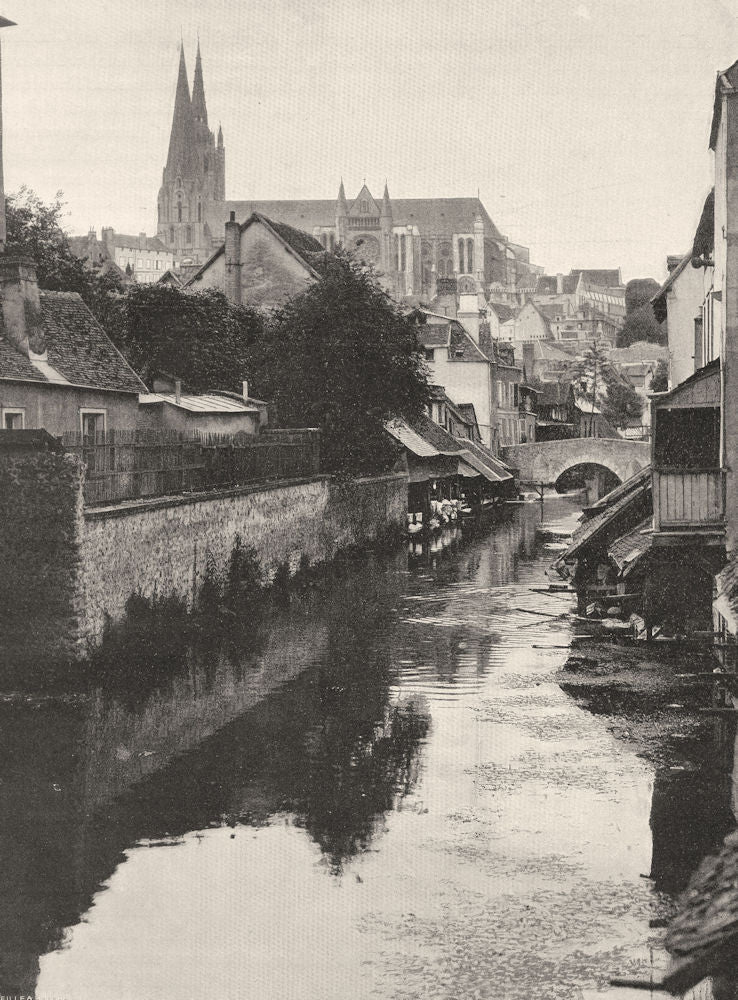 EURE-ET-LOIR. L'Eure, à Chartres 1903 old antique vintage print picture